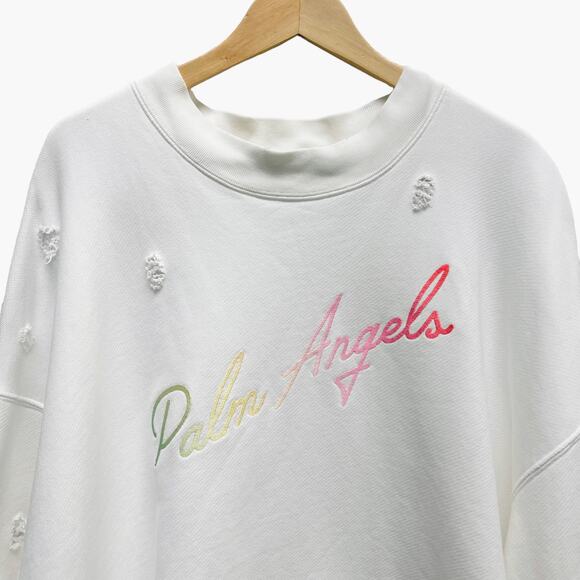 PALM ANGELS Miami Logo Sweatshirt in White Size XXL - Picture 5 of 14